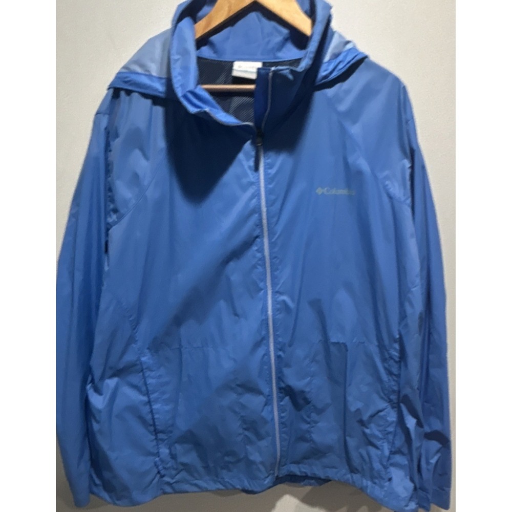 Columbia Men's Blue Hooded Zip Jacket Long Sleeve 3X windbreakerActivewear